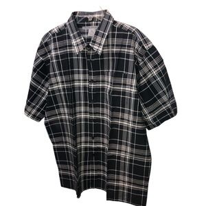 BEYOND the Limit Men's Black Plaid Short Sleeve Shirt Size 2XL